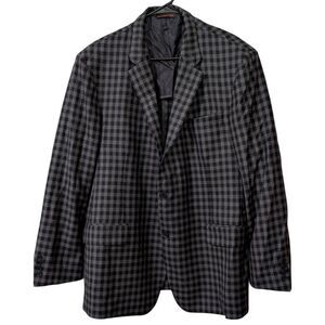 Robert Talbott Men's 46R Checkered Wool Two-Button Blazer - Black & Gray